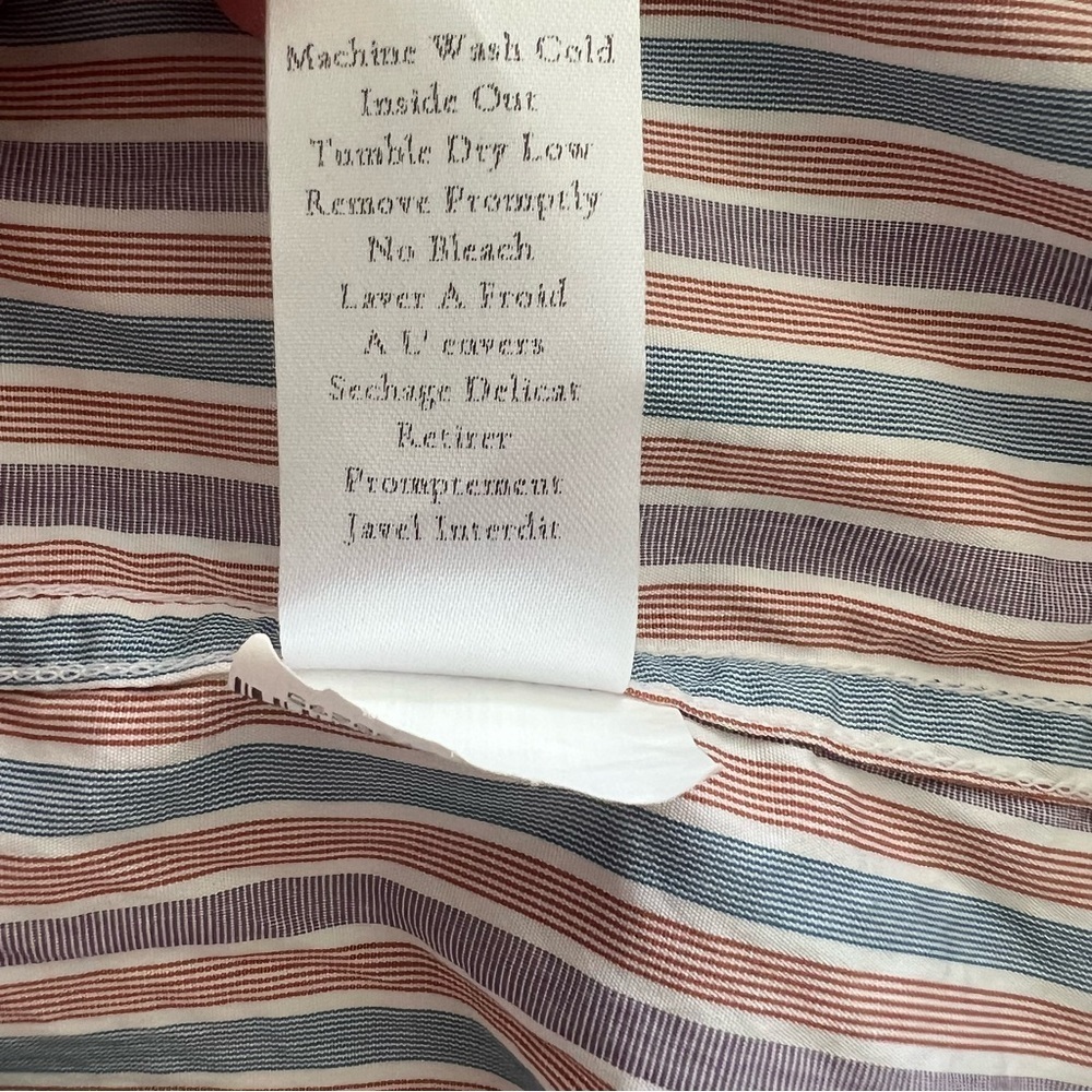 Frank & Eileen Eileen Italian Cotton Stripe Button Down Shirt Large - Picture 8 of 8